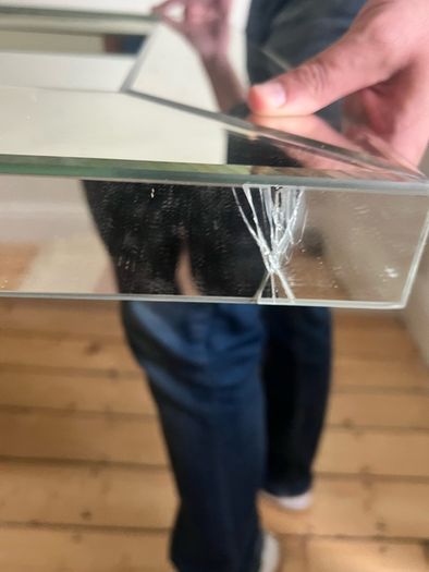 Frameless bevelled full-length mirror