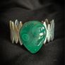 Malachite Crystal on a Salvaged Jagged Silver Bangle Image 5