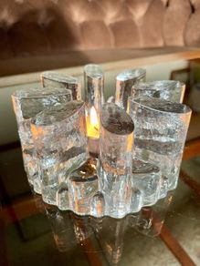 Vintage 1960s Georgshutte Art Glass Votive Candle Holder Trivet Dish Warmer