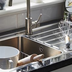 Brushed nickel kitchen mixer tap