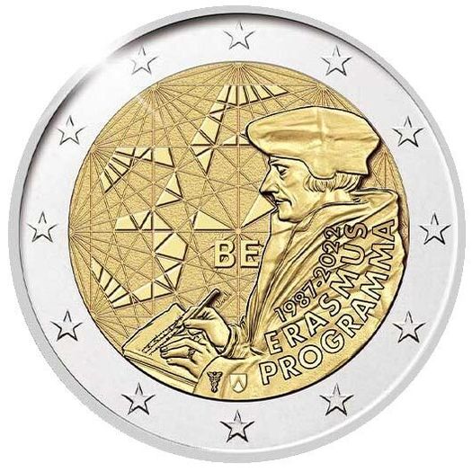 Belgium 2 Euro Commemorative Coin 2022 - Erasmus. Uncirculated.