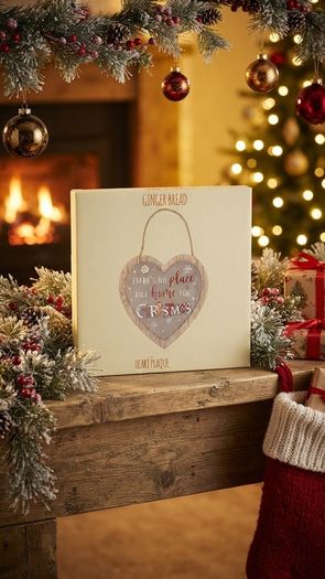 "There's No Place Like Home For Christmas" Gingerbread Heart Plaque
