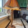 Lamp 1920s Vintage pleated silk shade solid oak base Table lamp Image 5