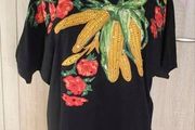 Black embroidered top size UK14 EU42 Postage included
