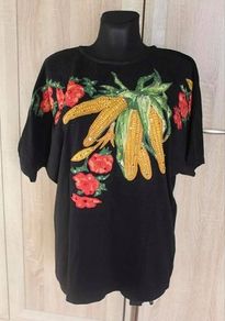 Black embroidered top size UK14 EU42 Postage included