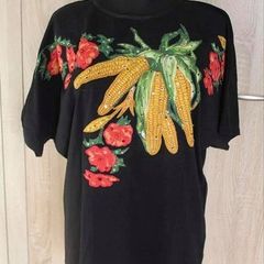 Black embroidered top size UK14 EU42 Postage included