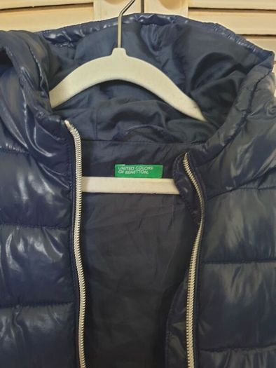 Benetton Dark Blue Light Puffer Gilet Girls