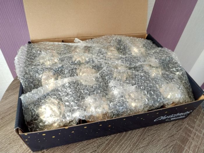Box of x12 Gold Speckle Geometric Style Glass Christmas Baubles