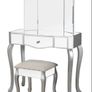 Beautiful mirrored dressing table with three fold mirror and stool.  Collection Mornington Image 3
