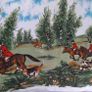 vintage horse hunting table cloth 60's Image 5