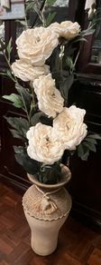 Large display vase and flowers