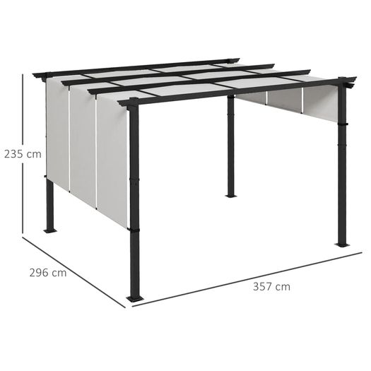 Pergola with 3 sliding canopies 3.5L x 3l x 2.35H m