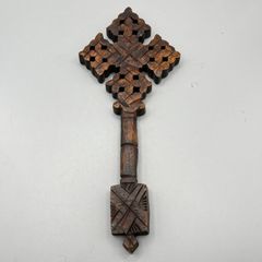 Ethiopian-Style Hand Cross Wooden Carved Orthodox Coptic Christian Blessing