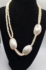 14 ct gold double strand pearl necklace