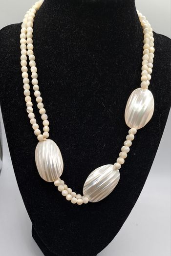 14 ct gold double strand pearl necklace
