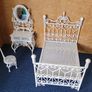 Dolls house white metal bedroom furniture Image 4
