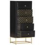 Drawer Cabinet Black and Gold 45x30x105 cm Solid Mango Wood Image 3