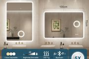 LED Bathroom Mirror 100x70cm or 70x100cm Bluetooth Defogger Dual LED Makeup Bright