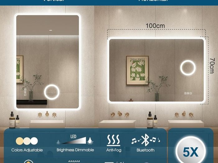 LED Bathroom Mirror Bright Makeup Cosmetic