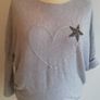 Carla Giannini Women's Angora Mix Top With Heart & Stars New With Tag Grey Image 3