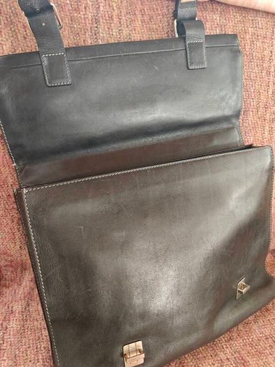 Quality Mens Leather Parisian Lancel Black Satchel Bag