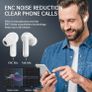 Renimer BK11 Wireless Bluetooth 5.3 In-Ear Headphones with 4 ENC Mics, Noise Cancelling Earbuds with LED Indicator, Wireless Headphones 40H Deep Bass, IP7 Waterproof, USB-C, White Image 2