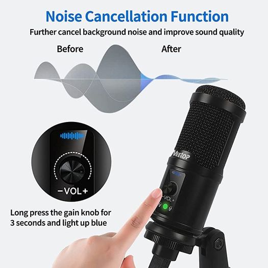 USB Microphone Metal Computer Condenser PC Mic for Gaming Podcasting Streaming Recording Voiceover YouTube Skype Twitch Zoom Cardioid with Tripod Compatible with Desktop Laptop Windows (FREE POSTAGE)