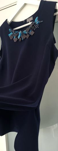 Phase Eight Navy Azul Embellished Neck Line Sz 14UK