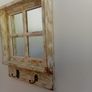 Shabby chic window mirror with hanging coat hooks Image 2