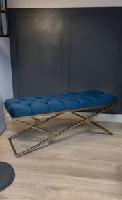 Metal-Framed Bench 120x40cm Gold Frame