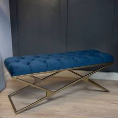 Metal-Framed Bench 120x40cm Gold Frame