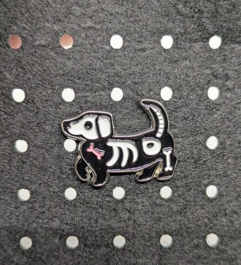 Skeleton dog enamel pin