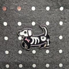 Skeleton dog enamel pin