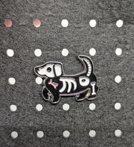 Skeleton dog enamel pin
