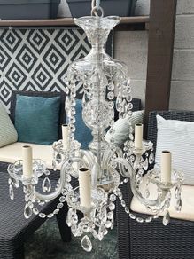 Large Vintage Preciosa Bohemian Crystal Chandelier, 5 Arm