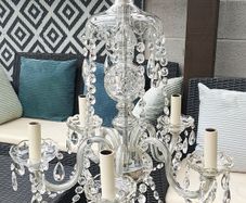 Large Vintage Preciosa Bohemian Crystal Chandelier, 5 Arm