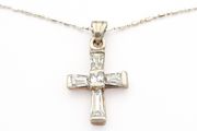 Sterling Silver CZ Cross Necklace On 925 Italian Chain