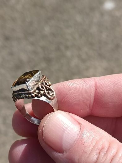 Large Green Citrine Sterling Silver Ring