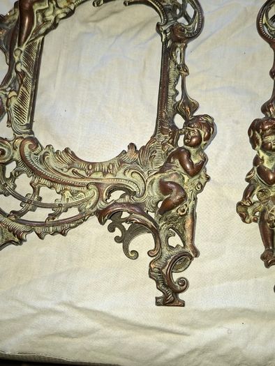 Beautiful Pair of Antique Art Nouveau Beatrice Bronzed Photo Frames Cherub Postage Available or Collection
