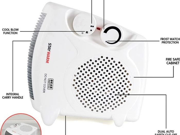 2000w Upright and Flatbed Fan Heater with 2 Heat Settings / Cool Blow Fan / Variable Thermostat / Frost Watch / Overheat Protection / BEAB and GS Safety Approved (FREE POSTAGE)