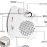 2000w Upright and Flatbed Fan Heater with 2 Heat Settings / Cool Blow Fan / Variable Thermostat / Frost Watch / Overheat Protection / BEAB and GS Safety Approved (FREE POSTAGE) Image 5
