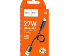 Hoco X96 Hyper USB To Type-C Fast Charging Cable 27W L=0.25M Black