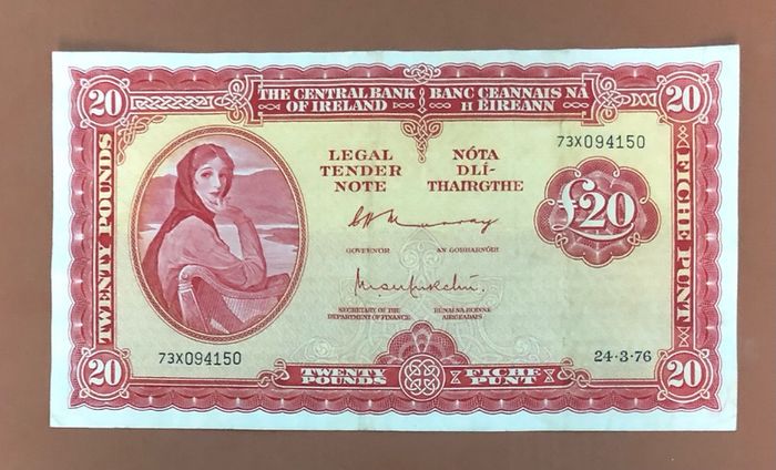 Irish Twenty Pound lavery note