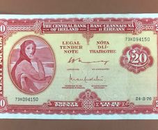 Irish Twenty Pound lavery note