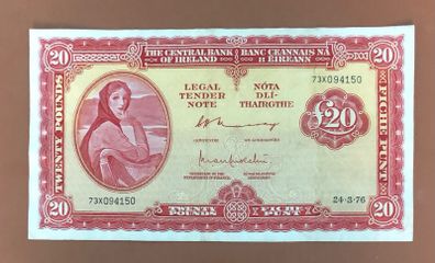 Irish Twenty Pound lavery note