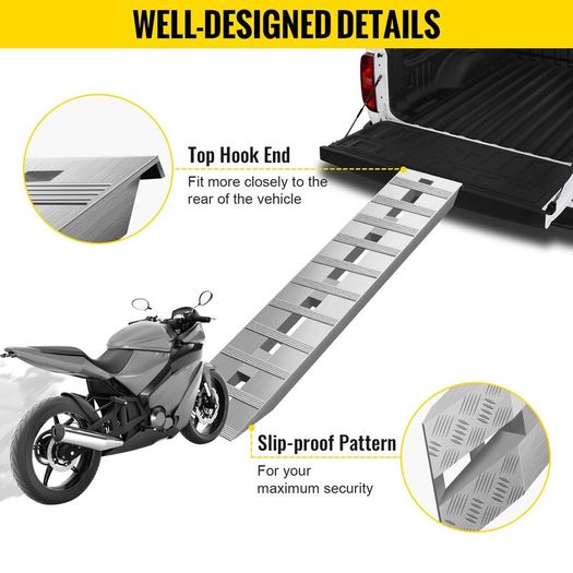1520 x 305mm Aluminum Ramps 2 Pcs ATV Ramps Loading Ramps 6000 lbs / 2722 kg Capacity Up to 16 inch / 406 mm Loading Height