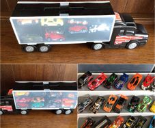 Car transporter carry case and hot wheels cars bundle