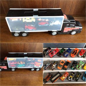 Car transporter carry case and hot wheels cars bundle