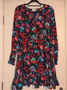 Gorgeous long sleeve floral plus dragon print midi dress