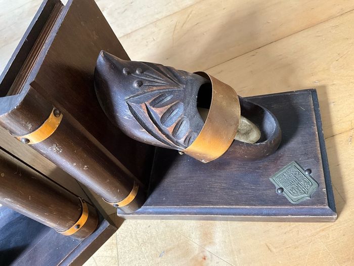 Vintage Normandie wood clog shoe bookends